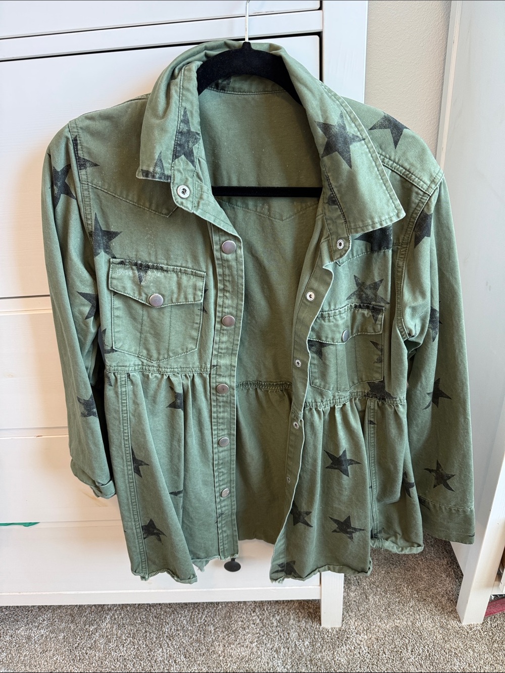 Olive Green Star-Print Utility Jacket- only worn once!